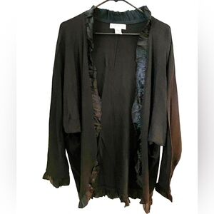 Diane von Furstenberg Black Ruffle Trim Cardigan